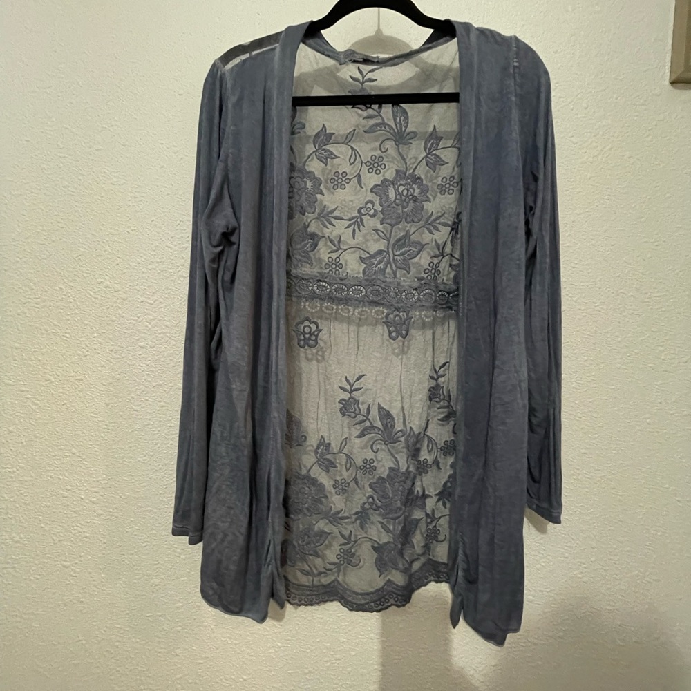 Loggia De Tessitori Blue Lace Women's Cardigan Made In Italy Size: Medium